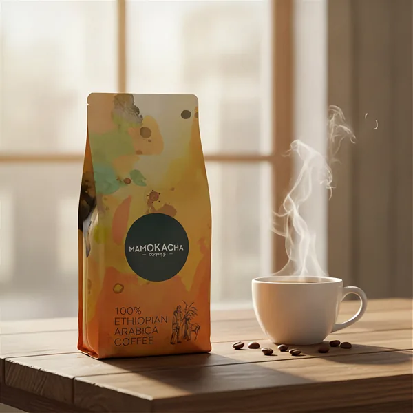 Mamokacha 100% Ethiopian Arabica coffee bag